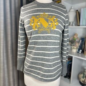 J. Crew Gray Striped Long Sleeve with Yellow Crest